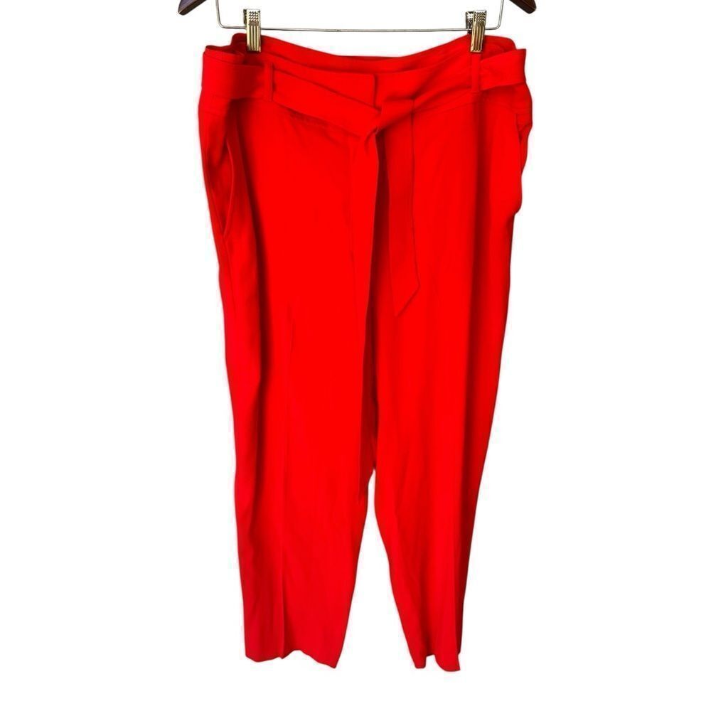 Veronica Beard Faxon Belted Trousers in Cherry Red 16 - Picture 2 of 7